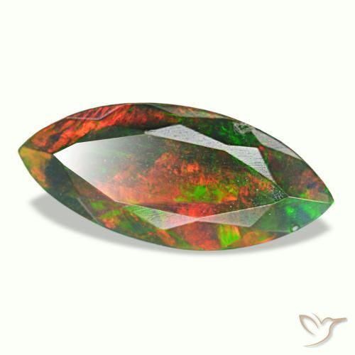 Ópalo negro multicolor natural de 1,49 ct, marquesa, opaco