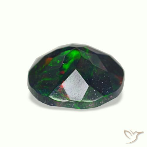 Ópalo negro multicolor natural de 0,75 ct, corte redondo, opaco