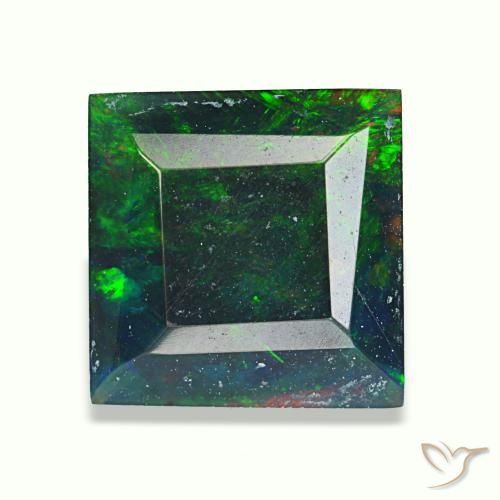 Ópalo negro multicolor natural de 1,57 ct, cuadrado, opaco