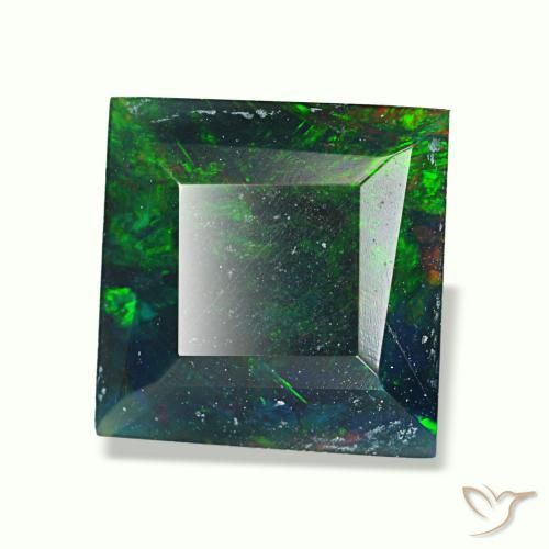 Ópalo negro multicolor natural de 1,57 ct, cuadrado, opaco