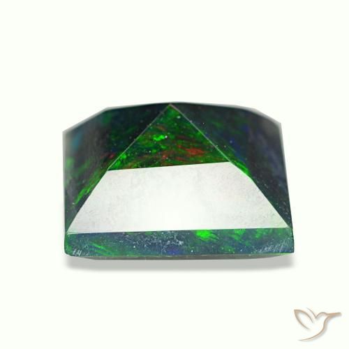 Ópalo negro multicolor natural de 1,57 ct, cuadrado, opaco