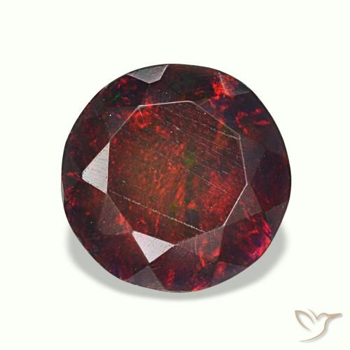Ópalo negro multicolor de 1,33 ct, redondo, opaco