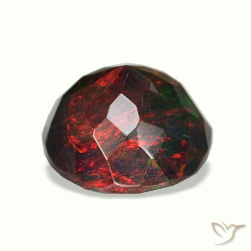 Ópalo negro multicolor natural de 1,33 ct, corte redondo, opaco