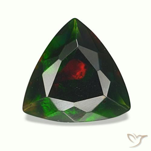 Ópalo negro multicolor natural de 1,19 ct, trillón, opaco