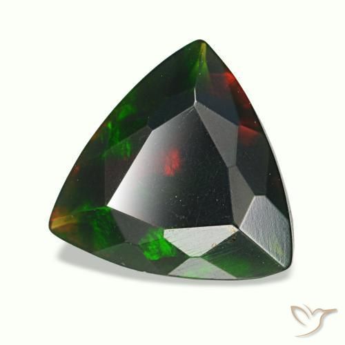 Ópalo negro multicolor natural de 1,19 ct, trillón, opaco