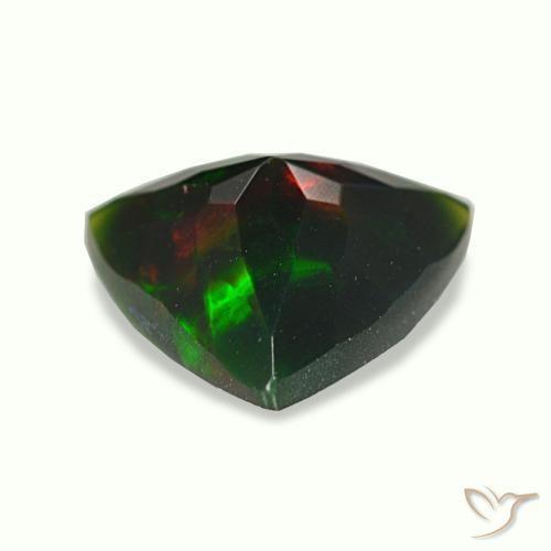 Ópalo negro multicolor natural de 1,19 ct, trillón, opaco