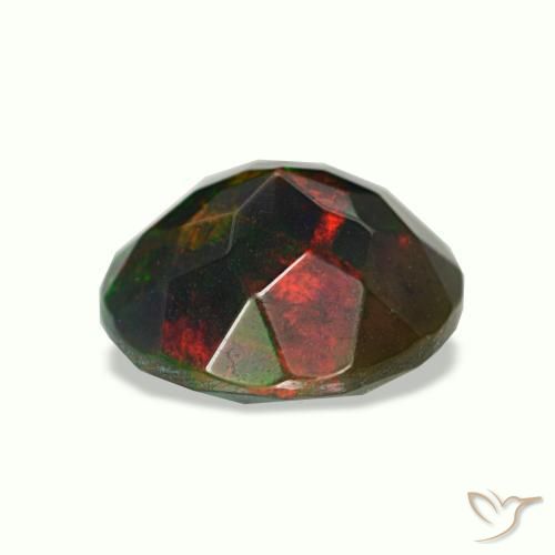 Ópalo negro multicolor natural de 0,95 ct, corte redondo, opaco