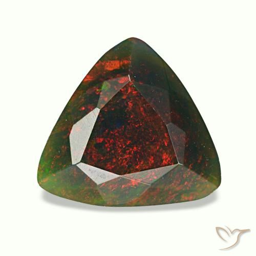 Ópalo negro multicolor natural de 1,27 ct, trillón, opaco