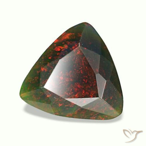 Ópalo negro multicolor natural de 1,27 ct, trillón, opaco