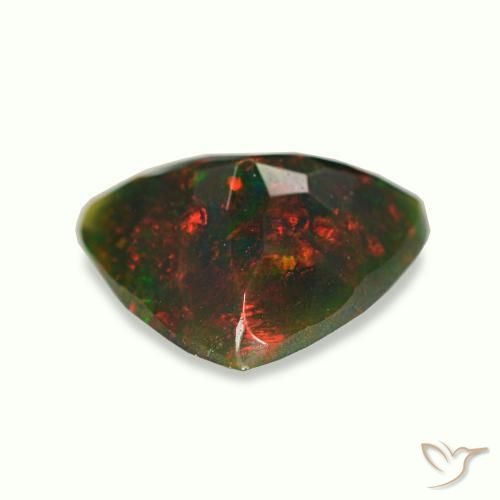 Ópalo negro multicolor natural de 1,27 ct, trillón, opaco