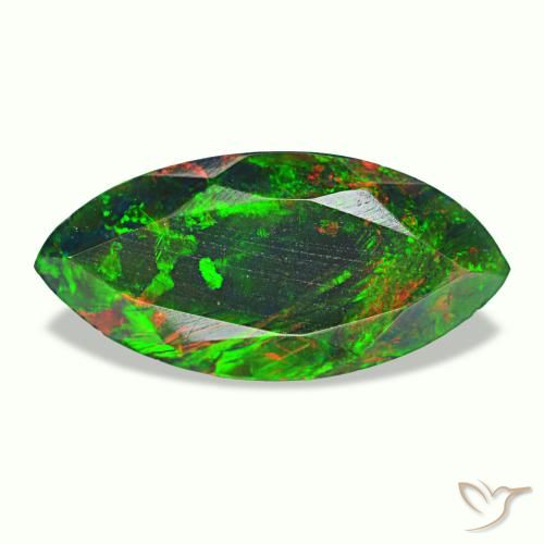 Ópalo negro multicolor natural de 1,98 ct, marquesa, opaco