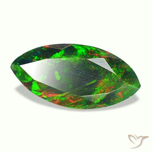 Ópalo negro multicolor natural de 1,98 ct, marquesa, opaco