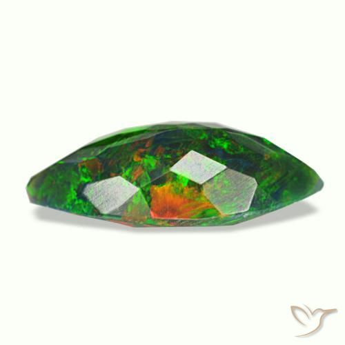 Ópalo negro multicolor natural de 1,98 ct, marquesa, opaco