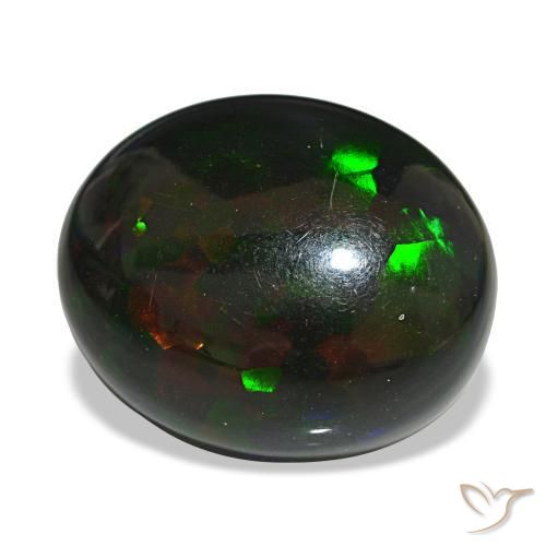 Ópalo negro multicolor natural de 14,55 ct, corte óvalo, opaco
