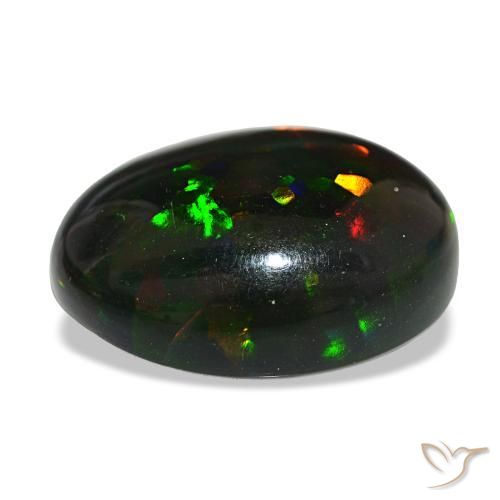 Ópalo negro multicolor natural de 14,55 ct, corte óvalo, opaco