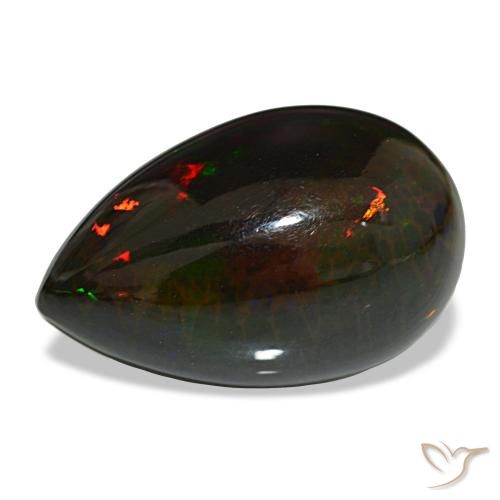 Ópalo negro multicolor natural de 13,64 ct, en forma de pera, opaco