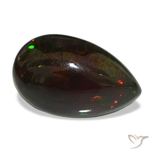 Ópalo negro multicolor natural de 13,64 ct, en forma de pera, opaco
