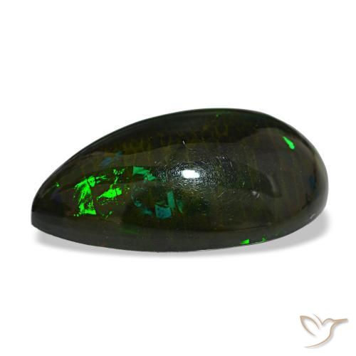 Ópalo negro multicolor natural de 13,64 ct, en forma de pera, opaco