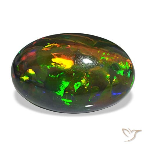 Ópalo negro multicolor de 12,21 ct, ovalado, opaco
