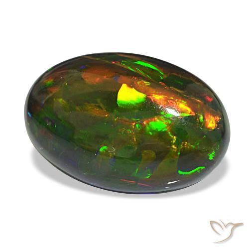 Ópalo negro multicolor natural de 12,21 ct, corte óvalo, opaco