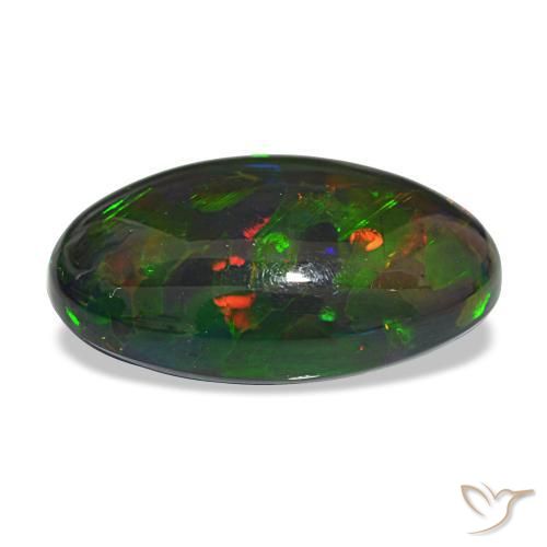 Ópalo negro multicolor natural de 12,21 ct, corte óvalo, opaco
