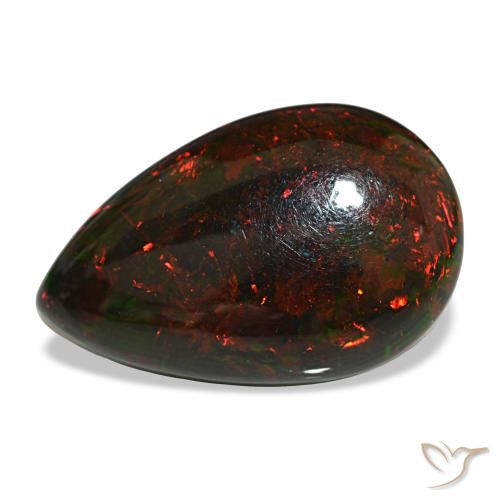 Ópalo negro multicolor de 9,50 ct, en forma de pera, opaco