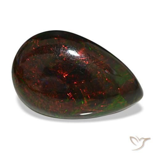 Ópalo negro multicolor natural de 9,50 ct, en forma de pera, opaco