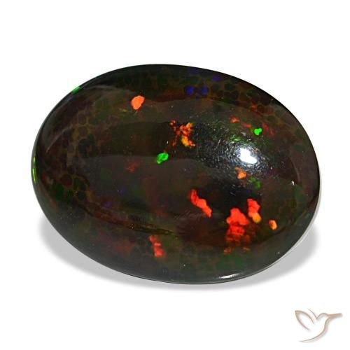 Ópalo negro multicolor natural de 14,90 ct, corte óvalo, opaco
