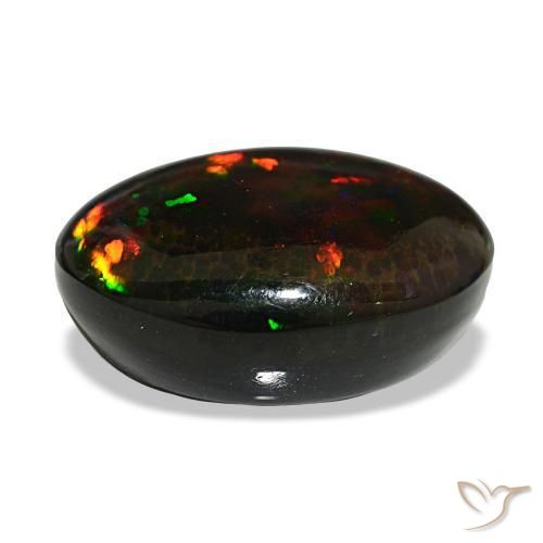 Ópalo negro multicolor natural de 14,90 ct, corte óvalo, opaco