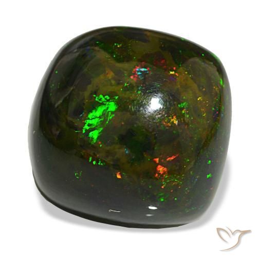 Ópalo negro multicolor natural de 20,02 ct, corte cojín, opaco
