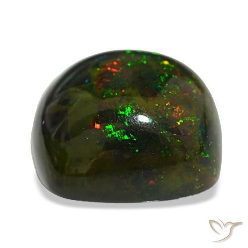 Ópalo negro multicolor natural de 20,02 ct, corte cojín, opaco