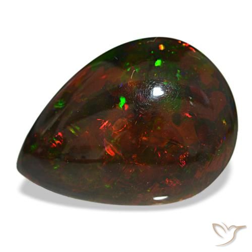 Ópalo negro multicolor natural de 18,88 ct, en forma de pera, opaco