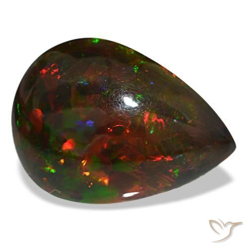 Ópalo negro multicolor natural de 18,88 ct, en forma de pera, opaco