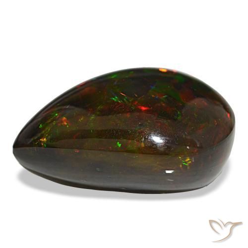Ópalo negro multicolor natural de 18,88 ct, en forma de pera, opaco