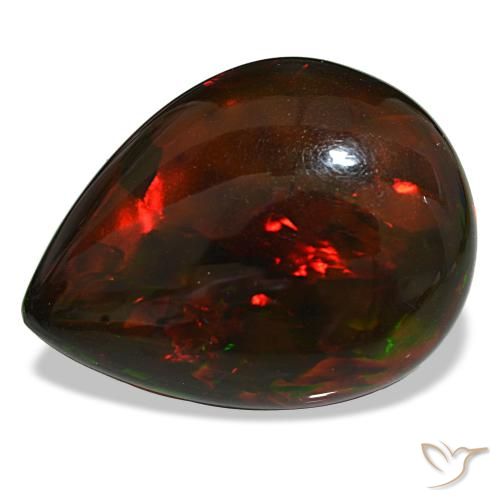 Ópalo negro multicolor de 19,33 ct, en forma de pera, opaco