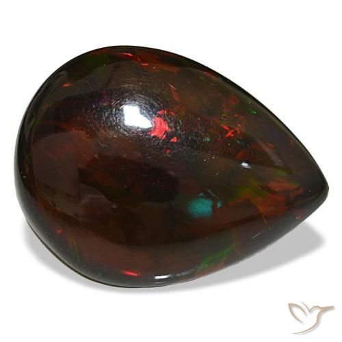 Ópalo negro multicolor natural de 19,33 ct, en forma de pera, opaco