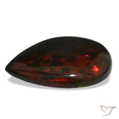Ópalo negro multicolor natural de 19,33 ct, en forma de pera, opaco