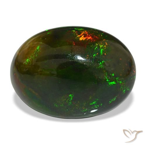 Ópalo negro multicolor natural de 13,97 ct, corte óvalo, opaco