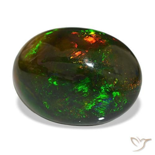 Ópalo negro multicolor natural de 13,97 ct, corte óvalo, opaco
