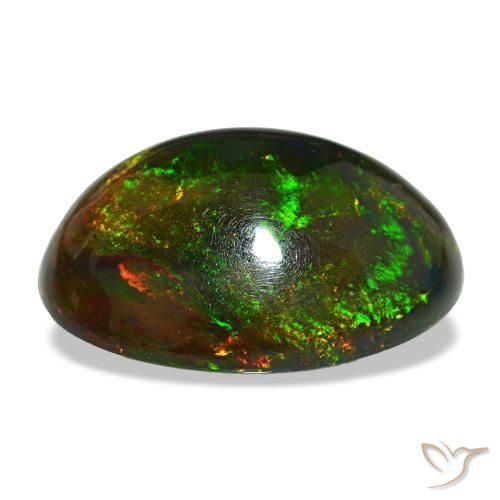 Ópalo negro multicolor natural de 13,97 ct, corte óvalo, opaco