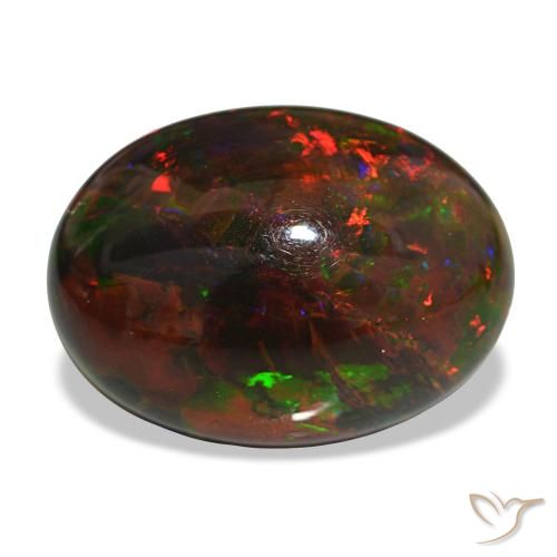 Ópalo negro multicolor de 10,81 ct, ovalado, opaco