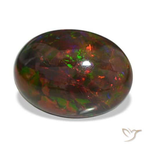 Ópalo negro multicolor natural de 10,81 ct, corte óvalo, opaco