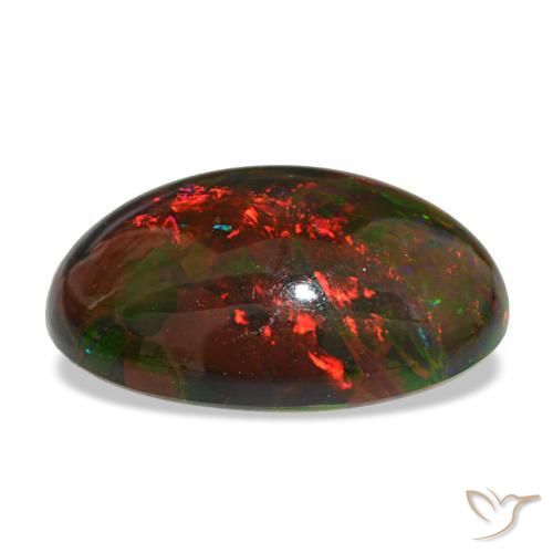 Ópalo negro multicolor natural de 10,81 ct, corte óvalo, opaco
