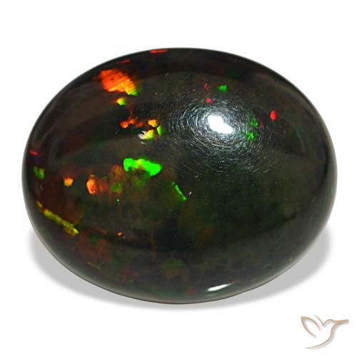 Ópalo negro multicolor natural de 10,08 ct, corte óvalo, opaco