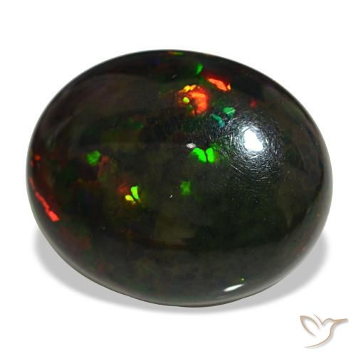 Ópalo negro multicolor natural de 10,08 ct, corte óvalo, opaco
