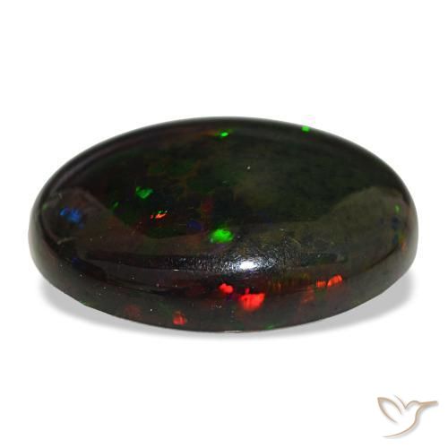 Ópalo negro multicolor natural de 10,08 ct, corte óvalo, opaco