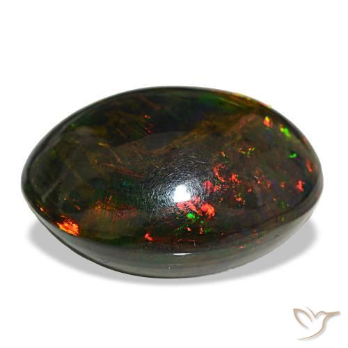 Ópalo negro multicolor natural de 21,50 ct, corte óvalo, opaco
