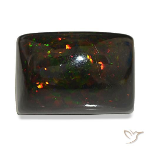 Ópalo negro multicolor natural de 29,90 ct, baguette, opaco