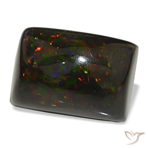 Ópalo negro multicolor natural de 29,90 ct, baguette, opaco