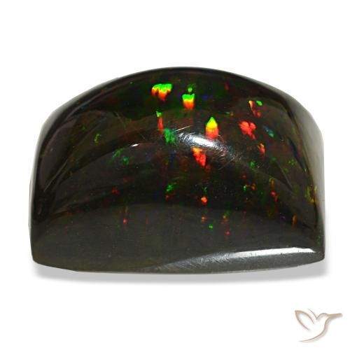 Ópalo negro multicolor natural de 29,90 ct, baguette, opaco